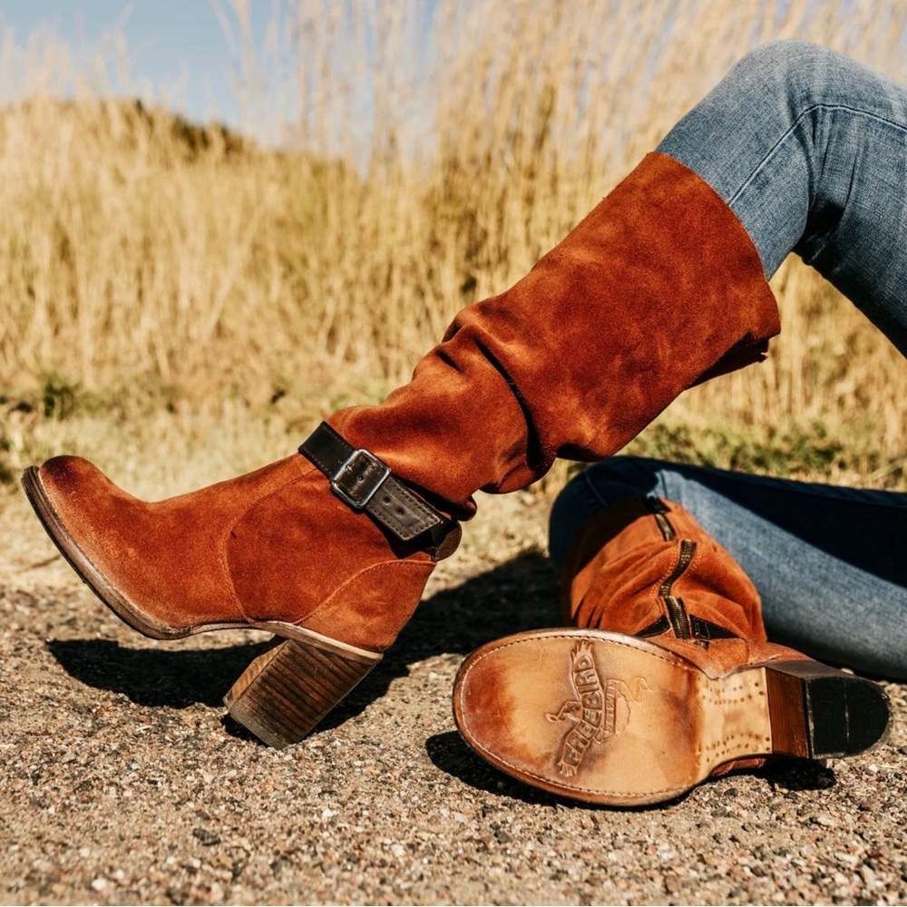 Brown Suede Knee-High Boots